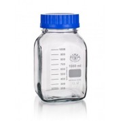 Kvadratinis reagentų butelis su mėlynu PP gaubteliu (SIMAX), 140°C