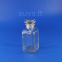 Plačiakaklis, stačiakampis, skaidraus stiklo buteliukas su pritrintu kamščiu (350 ml)