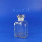 Plačiakaklis, stačiakampis, skaidraus stiklo buteliukas su pritrintu kamščiu (500 ml)