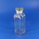 Plačiakaklis, stačiakampis, skaidraus stiklo buteliukas su pritrintu kamščiu (750 ml)