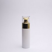 Baltai dažyto stiklo buteliukas (30 ml) su aukso sp. dispenseriu